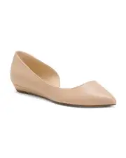 NEW NINE WEST BEIGE LEATHER FLATS POINTY PUMPS SIZE 8.5 M $89