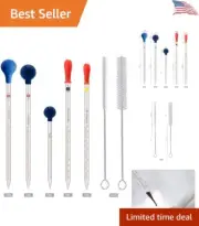 Glass Pipettes - 1ml, 2ml, 5ml, 10ml (2pcs each) with Caps and Washing Brushes