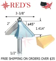 Tideway Carbide IN LC02033208 2" 45 degree chamfer bearing 1/2" shank router bit