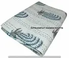 Indien Queen Floral Blanket Blue Hippie Summer Cotton Home D?cor Kantha Quilt