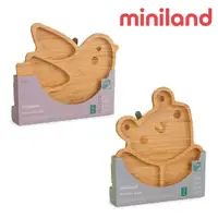 在飛比找momo購物網優惠-【Miniland】可愛動物木製分隔餐盤/兒童餐盤/兒童餐具