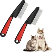 Pack of 2 Flea Combs for Dogs Cats Flea Comb Dogs Lice Comb Flea Comb for Dogs Flea Comb for Removing Fleas Flea Comb for Cats and Dogs Lice Comb Stainless Steel for Cats and Dogs