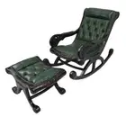 Hand Carved Rocking Chair Sofa Solid Mahogany Armchair & Stool