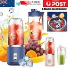 6 Blades Mini Juicer Blender with Juicer Cup and Lid Portable USB Rechargeable