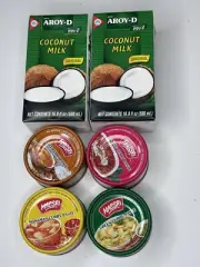 Thai 4 Curry Paste (4oz) Set + 2 Coconut Milk (500ml)Green/Yellow/Panang/Musaman