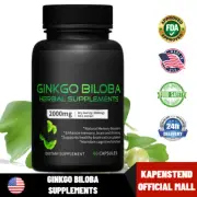 GINKGO BILOBA HERBAL SUPPLEMENTS 2000mg extract CAPSULES BRAIN &MEMORY BOOSTER