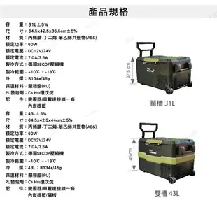 【Pro Kamping】 領航家 雙槽行動冰箱 56L 行動冰箱 露營冰箱 保冰箱 移動式冰箱 車載冰箱 雙槽冰箱