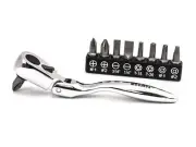 11212 4-1/8-Inch Flex-Head Offset Micro Ratcheting Bit Driver and Bit Set