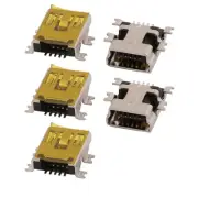 5 Pcs B Type Mini USB Connector Female Socket Copper Computer Adapter