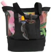 Mesh Picnic Jumbo Chillout Thermal Tote, Foldable Insulated & Reusable Food Bag for Groceries, Potlucks, Sundries & More