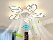 Jaycomey Ceiling Fans with Lights and Remote, Modern White LED Acrylic Ceiling Fan Light, Silent Dimmable Adjustable Wind Speed Reversible Motor, Ceiling Fan for Living Room, Bedroom, Kitchen