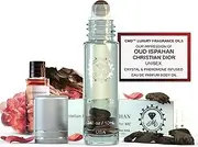 Luxury Fragrance Oil Infused with Pheromones - Roll On / Arabian Wood Oud Ispahan Scent / Natural Tigers Eye Crystal Rollerball / EDP Perfume Oil / Body Oil Cologne Roller / Unisex Men Women