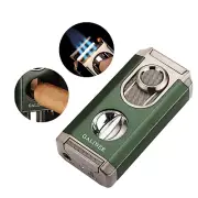 Galiner Windproof Torch Cigar Lighter Cigar V-cut Vintage 3 Jet Flame Holder