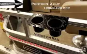 Pontoon Boat Powder Coated Aluminum Diamond Plate 2 Cup Holder Fits 1 Inch Rail
