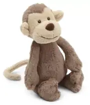 Jellycat Bashful Monkey Plush Doll Small Size H15cm Brown BASS6MK S Size