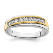 0.40ct. CZ Solid Real 14k White & Yellow Gold Men's Bridal Wedding Band Ring