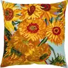 DIY Needlepoint Kit "Sunflowers" Tapestry Pillow Cover Printed Canvas
