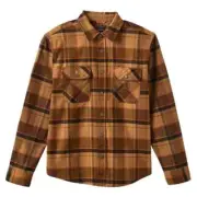 Brixton Builders Bowery Flannel Burro Brown Pinecone Brown Black Button Up Shirt