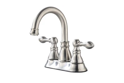 Two Handles Brushed Nickel Bathroom Faucet 3 Hole Sink Faucet with Overflow P...