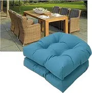 QLXYYFC Set of 2 U Shaped Chair Cushions 10 cm Thick Hammock Chair Cushions for Chair Rattan Furniture Garden Cushion Suitable for Indoor and Outdoor Use(Blue)