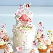 SAMOKA Fairy Cupcake Topper,25 PCS Fairy Cake Topper,Fairy Birthday Party Decorations,Fairy First Birthday Decorations