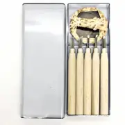 Japanese Wooden Chisel Kinpo Carving Craft Knife Tools 5Pcs Hand Craft W Holder