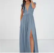 Azazie "Santorini" Maxi/Boho Blue Dress Bridesmaid/Prom/Formal Women’s Size 16