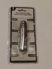 Silver Colored Swiss Army Knife with 8 Eight Different Tools