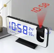 LED Digital Alarm Clock Projection Time Temperature Projector Snooze Radio Clock