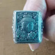 Aletai iron meteorite Ring Carving Buddha Buddha