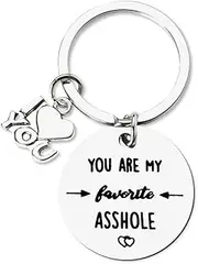 [YALLNASL] Anniversary Gag Gifts for Men Husband Valentines Day Birthday Gifts for Him Boyfriend Prank Gifts for Couple Wedding Gifts for Groom Engagement Gifts for Fiance You're My Favorite Asshole Keychain