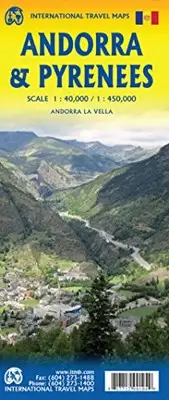 PYRENEES & ANDORRA TRAVEL REFERENCE MAP 1:450,000/1:40,000 By Itmb Publishing