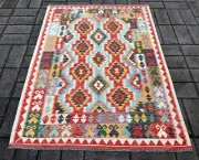 Hand Woven Afghan Wool Kilim, Size: 220 X 165 cm, Flat Woven Handmade Floor Rug