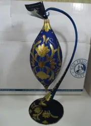 Franklin Mint Imperial Holiday Blown Glass Ornament Royal Blue Swarovski Crystal