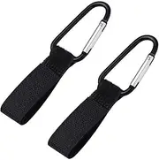 2Pcs Pram Hooks, Baby Stroller Hooks, Universal Clip Carrier Hanger for Shopping Bag and Baby Change Bag (Black)
