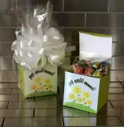 Get Well Soon Chupa Chups Lollipops Gift Basket-Box Wrapped With White Bow