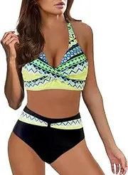 [JPGIF] 2024 Women's High Waisted Bikini Sets Summer Push Up Two Piece Swimsuit Sexy Solid Color High Cut Bathing Suit