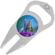 Purple Butterfly Golf Ball Marker Divot Repair Tool Bottle Opener