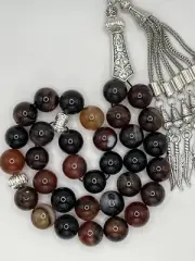 Natural Agate Aqeeq Gemstone Tasbih Rosary Prayer Beads مسبحة سبحة عقيق طبيعي