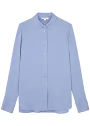 Vince Stretch-silk Shirt - Blue - S (UK8-10 / S) S (UK8-10 / S)