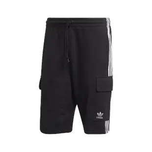 【adidas 愛迪達】短褲 3-Stripes Cargo Shorts 男款 黑 工裝風 經典 三線 重磅 褲子 愛迪達(HB9542)