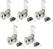 Jiozermi 5 Pack 13/16" (20mm) Cabinet Cam Lock Set, Drawer Locks, Cylinder Cam Locks with Keyed Alike for Drawer, Cabinet, Mailbox,Tool Box, RV Door