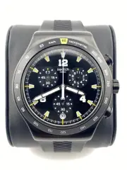 Black Swiss Swatch Irony Chrononero Silicone Band Date Men’s Watch YVB405