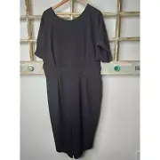 NWT Asos Black Basic Midi Dress Back V-Neck Ladies Size 16