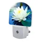 White Lotus Flower Night Light Plug into Wall, Beautiful Lotus in Pond Color9