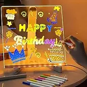 Creative LED Note Board With Colors - Acrylic Dry Erase Light Up Board With Stand - Glow Memo LED Letter Message Glass White Board (30 * 20cm)