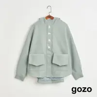 在飛比找蝦皮商城優惠-【gozo】➤大口袋連帽毛呢外套(深灰/卡其_F) | 女裝