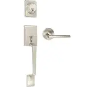 Contemporary Satin Nickel Capri Handleset w/ Cira Euro Door Lever Bar