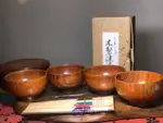 日本中古回流實木一木挖本木色漆器干飯碗 米飯碗