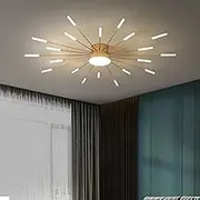 minifair Modern LED Ceiling Light, 20+1 Heads Semi-Flush Ceiling Light Golden Chandelier Ceiling Lighting for Bedroom Living Room Kitchen Dining Room Restaurant
